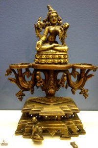 Tara Shrine, northeast India, late 11th or early 12th century AD, Pala Period, copper alloy with silver and copper inlay - Fitchburg Art Museum - DSC08838