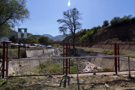 Teghut Mine - river next to administrative building