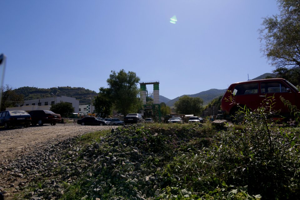 Teghut Mine - parking lot next to administrative building
