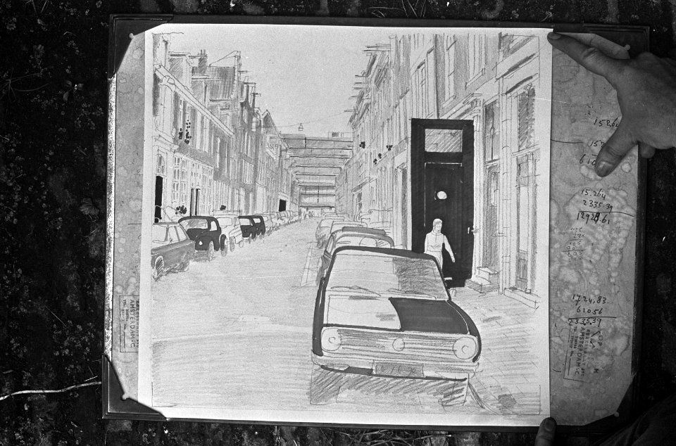 Tekening hoe actiegroep de Kerkstraat te Amsterdam wil veranderen, tekening hoe , Bestanddeelnr 926-5505