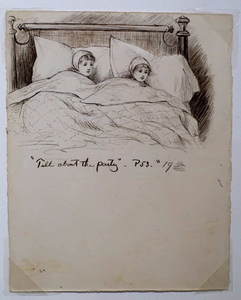 Tell about the party, by Frank Thayer Merrill, illustration for the 1880 edition of Little Women by Louisa May Alcott, pen and ink on paper - Concord Museum - Concord, MA - DSC05837