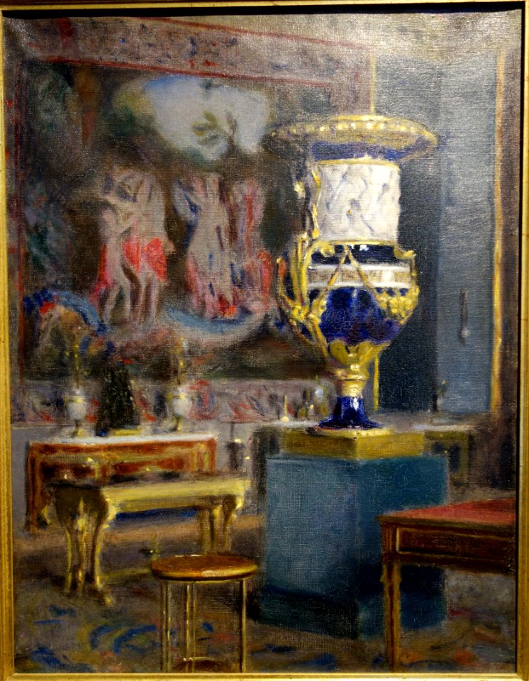 Tapestry by Eleanor Norcross, undated, oil on canvas - Fitchburg Art Museum - DSC08897