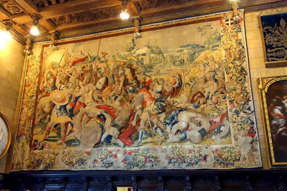 Tapestry with battle - Hearst Castle - DSC06234