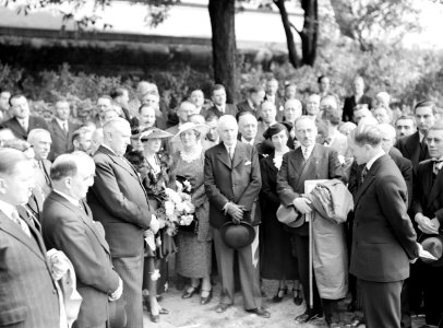 Toespraak door Georges Bonnet, minister van handel, bij het leggen van de eerste, Bestanddeelnr 255-8672