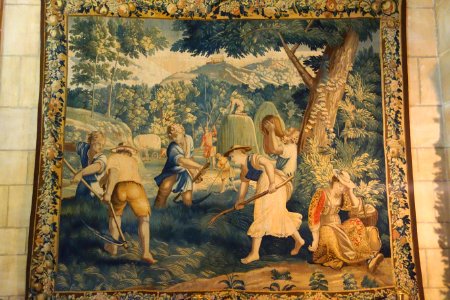 Tapestry with scything - Hearst Castle - DSC06321