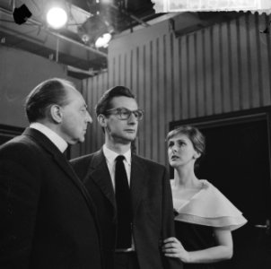 Televisiespel Een dag in angst , vlnr Johan Fiole Eric van Ingen en Manon , Bestanddeelnr 911-8308