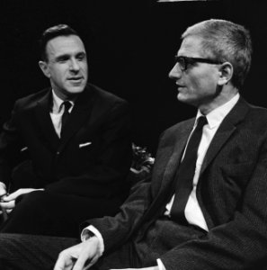 Televisieprogramma Literaire Ontmoetingen, de heer HA Gomperts (l) heeft vanav, Bestanddeelnr 915-9203