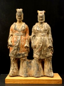 Tomb figurines of two men, China, Northern Wei dynasty, 386-534 AD, earthenware with traces of paint - Östasiatiska museet, Stockholm - DSC09531