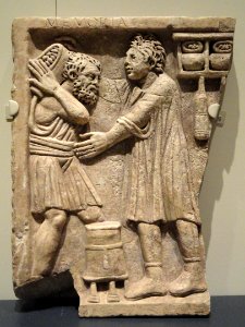 Tomb relief showing shop activity, Roman, 200-300 AD - Royal Ontario Museum - DSC09785