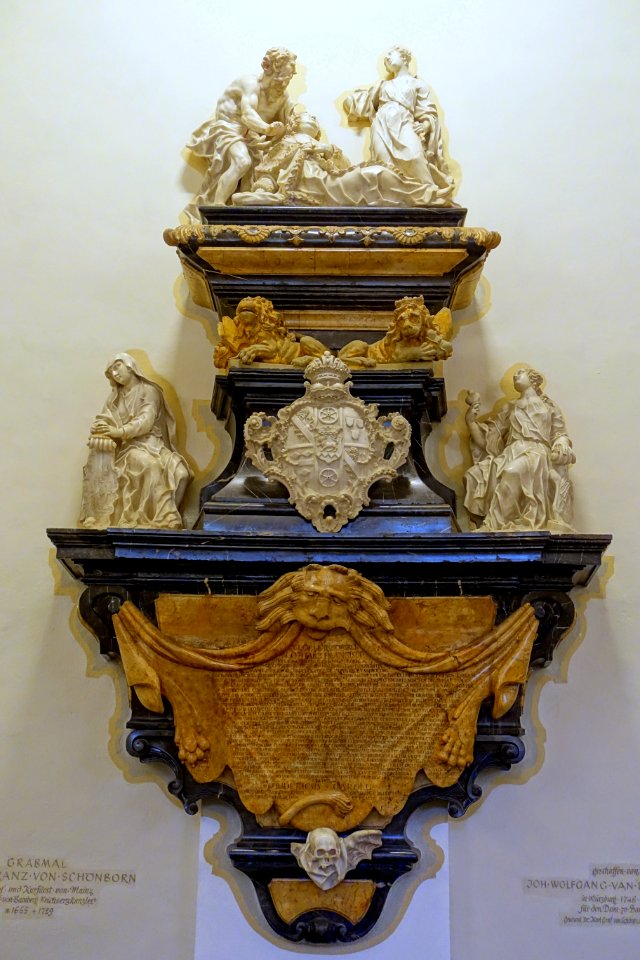 Tombstone for Lothar Franz von Schonborn, by Johann Wolfgang van der Auwera, Wurzburg, for the Bamberg Cathedral, 1746-1748 - Mainfränkisches Museum - Würzburg, Germany - DSC05148