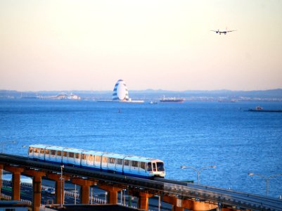 Tokyo monorail and JAL a passenger plane photo