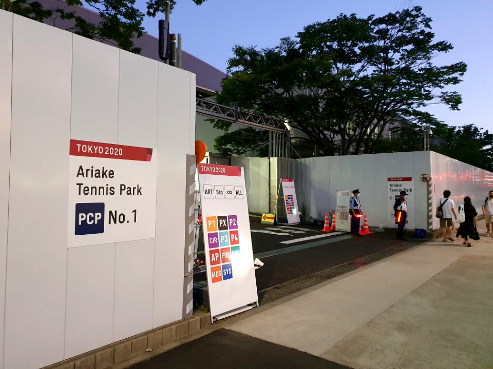 Tokyo 2020 Olympics in Ariake, tennis center court entrance