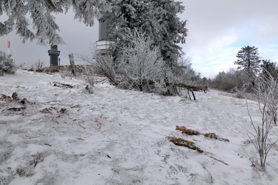 Top of Großer Feldberg with snow 2021-04-06 16