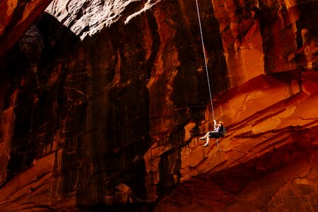 Rope overhanging mountain climbing photo