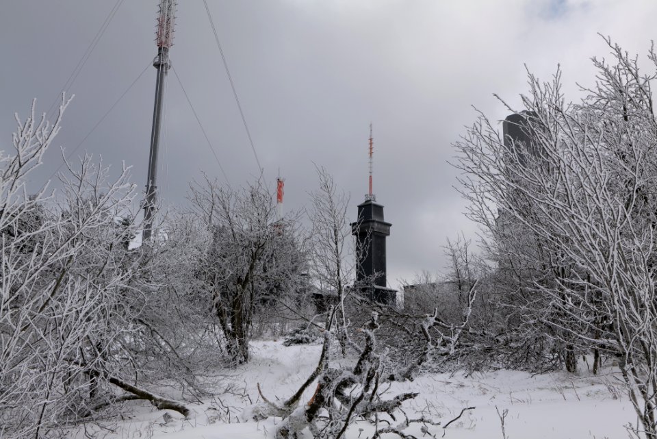 Top of Großer Feldberg with snow 2021-04-06 54