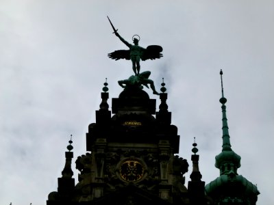 Top of the roof with statue in Hamburg