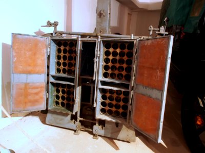 Top view of a cart to transport grenades