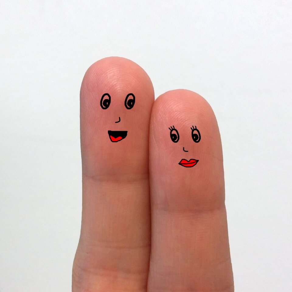 Stick figures drawing smilies