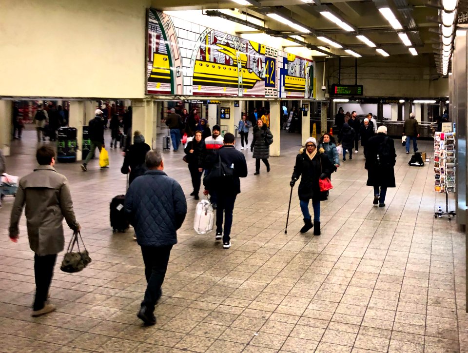 Times Square Subway Station interior near Shuttle Tracks