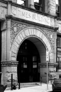 Times Building (Third Avenue Entrance), Pittsburgh, 2020-01-16, BW