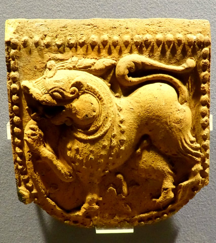 Tile, France, St. Urban, 1200s, moulded ceramic - Museum of Anthropology, University of British Columbia - DSC09031