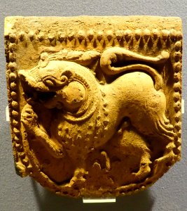 Tile, France, St. Urban, 1200s, moulded ceramic - Museum of Anthropology, University of British Columbia - DSC09031
