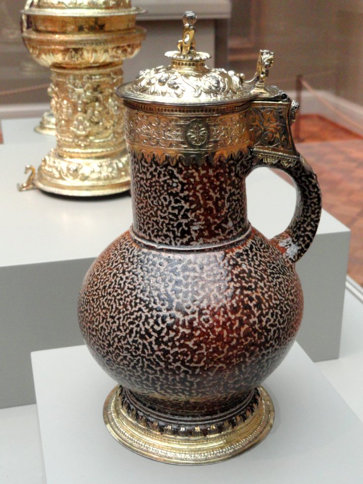 Tigerware Jug with Silver Mounts, 1562-1563, Rhineland and London, salt-glazed stoneware with silver-gilt - Art Institute of Chicago - DSC09690