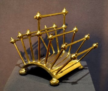 Toast rack, Christopher Dresser designer, Hukin & Heath, London, England, c. 1881, silverplated base metal - Dallas Museum of Art - DSC05147