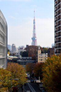 Tokyo Tower seen from Keyakizaka pedestrian bridge