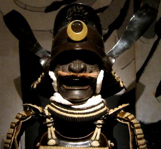 Tosei gusoku armor with white lacing and Chinese magistrate's cap helmet (head)