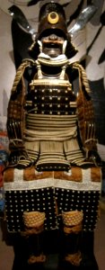 Tosei gusoku armor with white lacing and Chinese magistrate's cap helmet