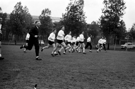 Tottenham Hotspurs traint onder leiding van trainer Michelson op bijvelden Feije, Bestanddeelnr 915-1562
