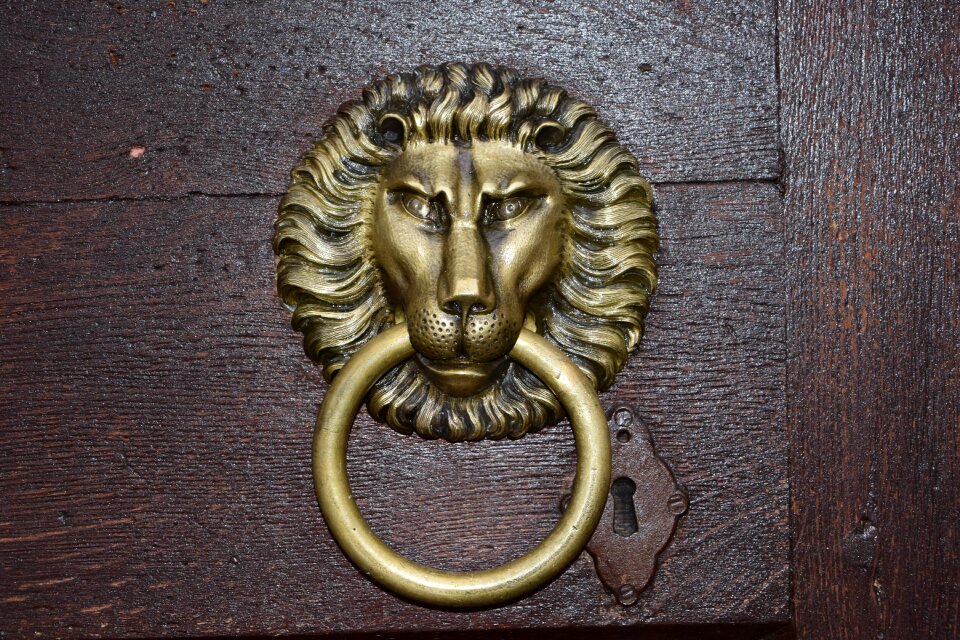 Old golden iron lion