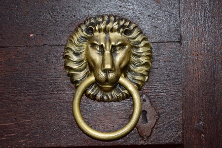 Old golden iron lion