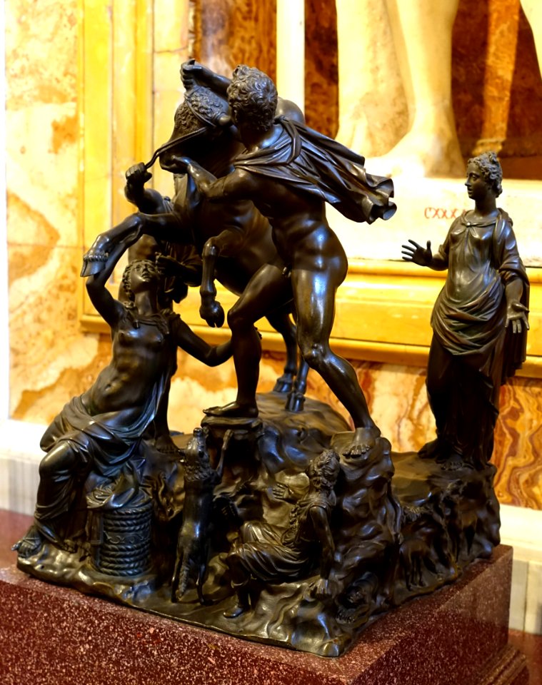 Torment of Dirce (Farnese Bull) by Antonio Susini, 1613, bronze, view 3 - Galleria Borghese - Rome, Italy - DSC04744