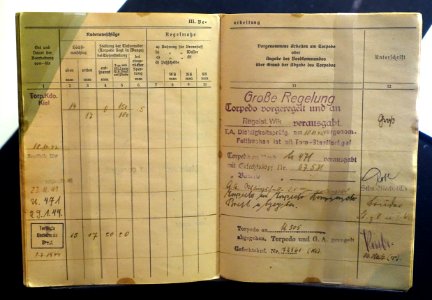 Torpedo maintenance log, U-505 - Museum of Science and Industry (Chicago) - DSC06790