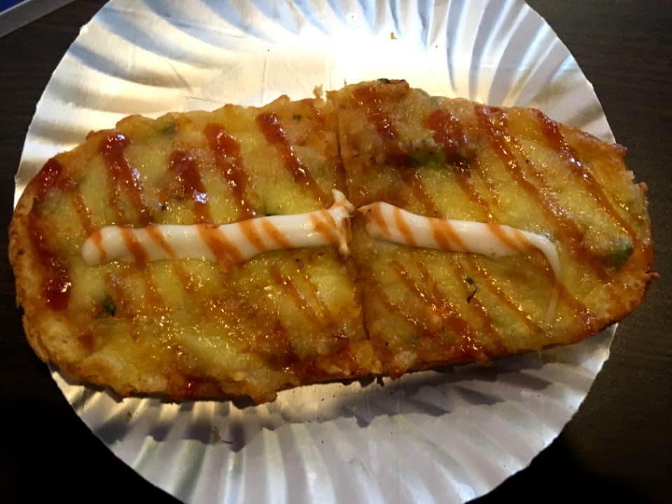 Top view of garlic bread