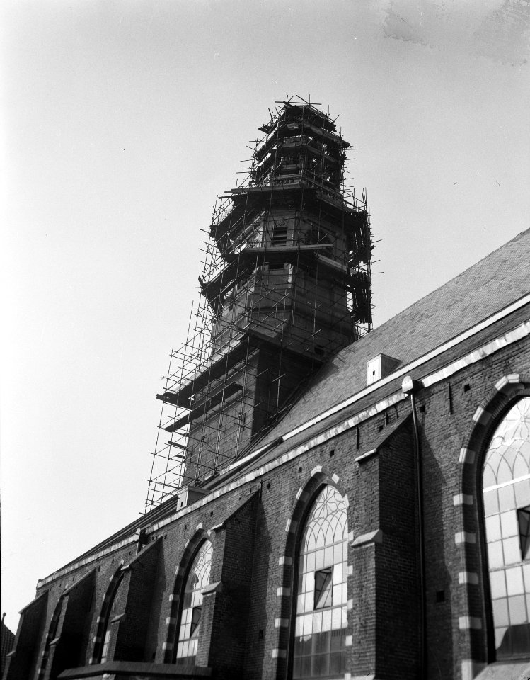 Toren Nederlands Hervormde Kerk te Nijkerk in restauratie Anno 1778 , kerk Anno , Bestanddeelnr 907-6417