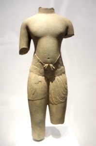 Torso of a Male Divinity, Cambodia, Baphuon style, c. 1010-1080 AD, sandstone - Brooklyn Museum - Brooklyn, NY - DSC08456