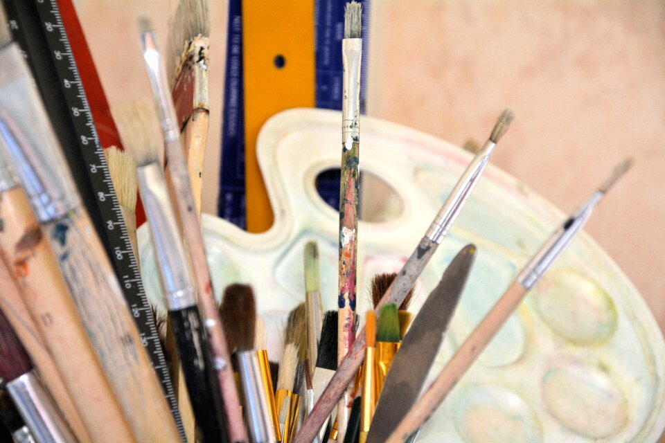 Paint brushes palette creativity