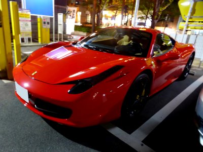 The frontview of Ferrari 458 Italia at night