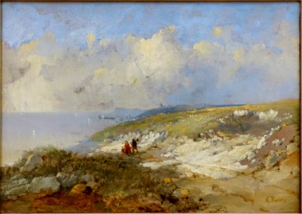 The Cove by Louis Eugene Boudin, 1871, oil on paper on canvas - Krannert Art Museum, UIUC - DSC06219