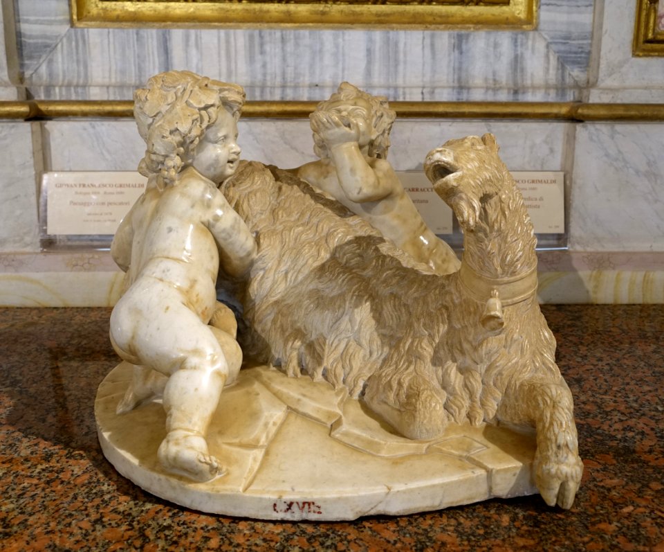 The Goat Amalthea with the Infant Jupiter and a Faun, by Gian Lorenzo Bernini, 1609-1615, marble - Galleria Borghese - Rome, Italy - DSC04644