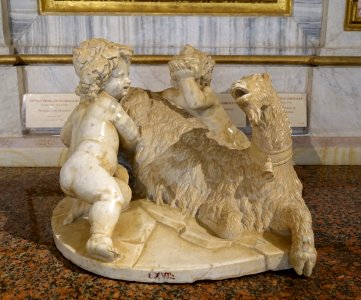 The Goat Amalthea with the Infant Jupiter and a Faun, by Gian Lorenzo Bernini, 1609-1615, marble - Galleria Borghese - Rome, Italy - DSC04644