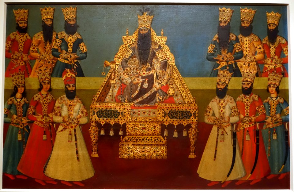 The court of Fath-Ali Shah, section 1 of 2, Iran, Tehran, after 1816 AD, opaque watercolor and gold on paper - Arthur M. Sackler Gallery - DSC05306