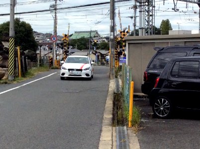 The frontview of Mazda AXELA (BM) as an instruction car of NARA AUTO SCHOOL