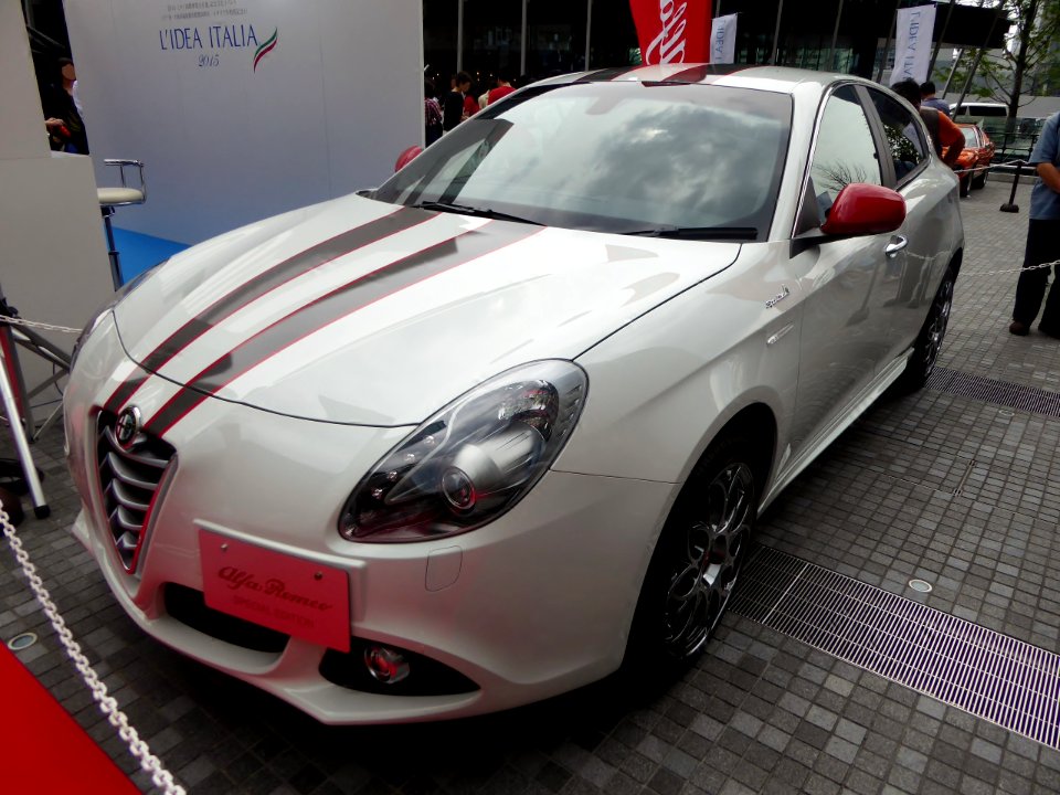 The frontview of Alfa Romeo Giulietta KEN OKUYAMA SPECIALE Bianca