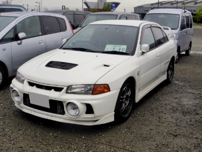 The frontview of Mitsubishi LANCER Evolution IV GSR