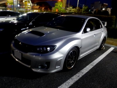 The frontview of Subaru WRX STI tS TYPE RA NBR CHALLENGE PACKAGE (GVB) at night