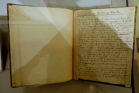 The Futility of the Theatrical in the Theater, by Alfred Jarry, 1896, manuscript - The Carnival of Being (Alfred Jarry at the Morgan) - Morgan Library & Museum - New York City - DSC06838
